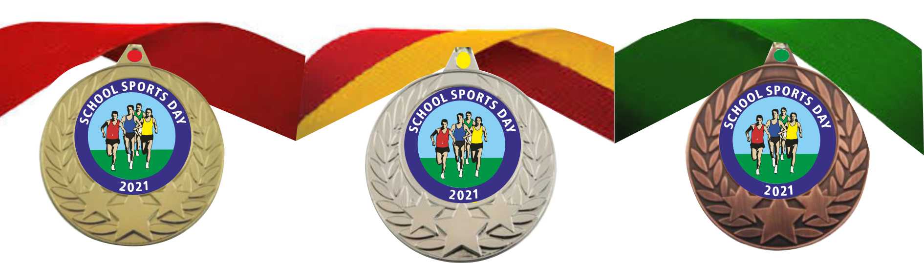 Sports Day Medals Free Ribbon 7050 2021 Year dated